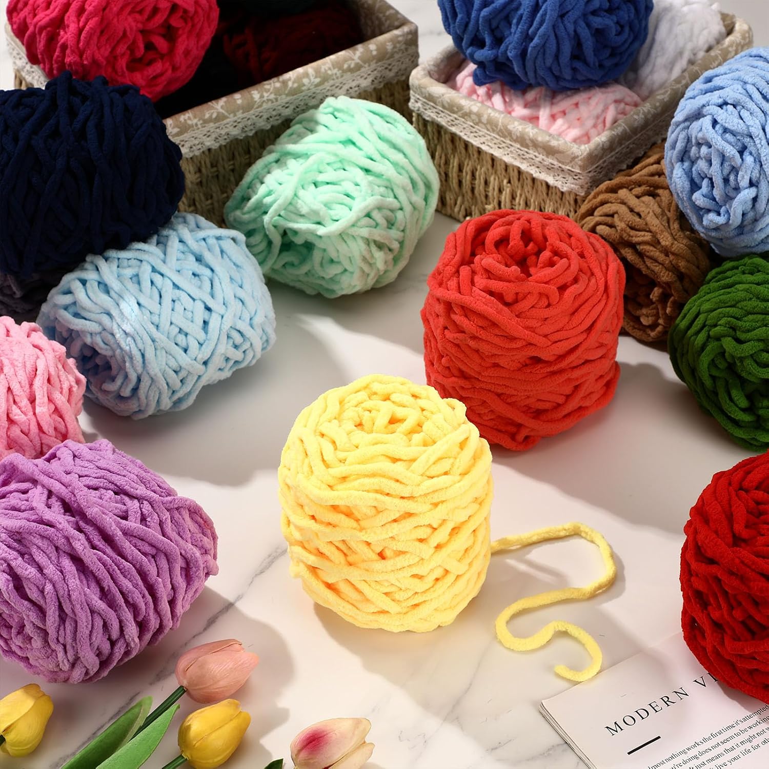 6 SZTUK 600g Włóczka Chenille  – Wool Blanket Herringbone recenzja i cena